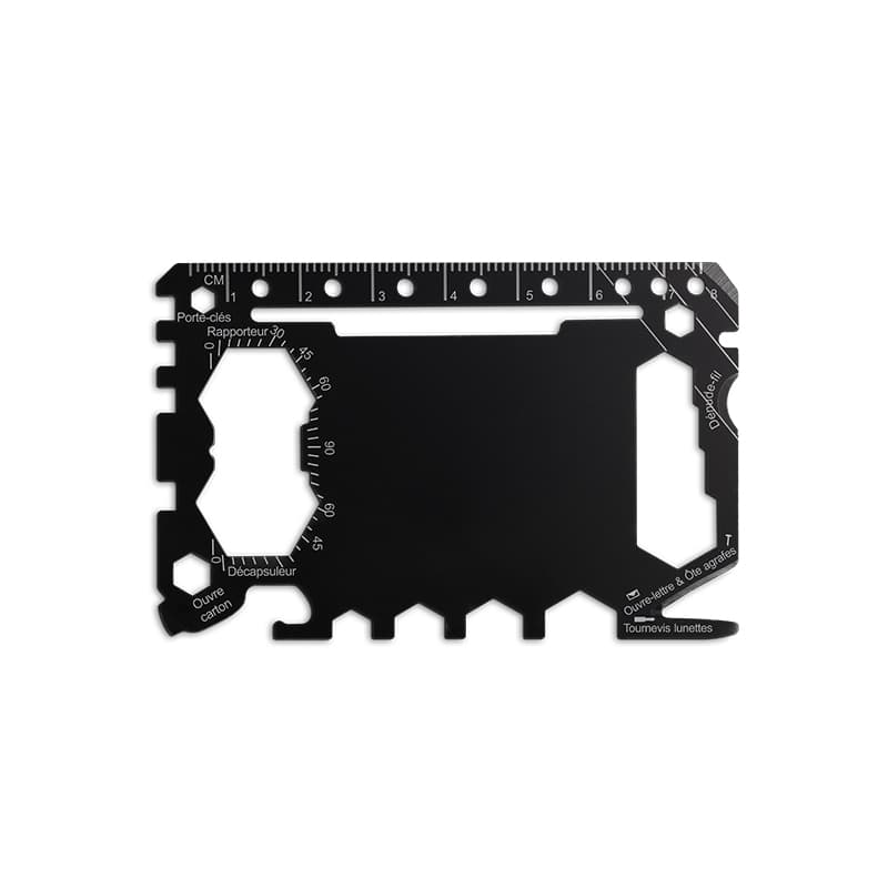 Carte multi-outils inox 46 fonctions personnalisée : Noir