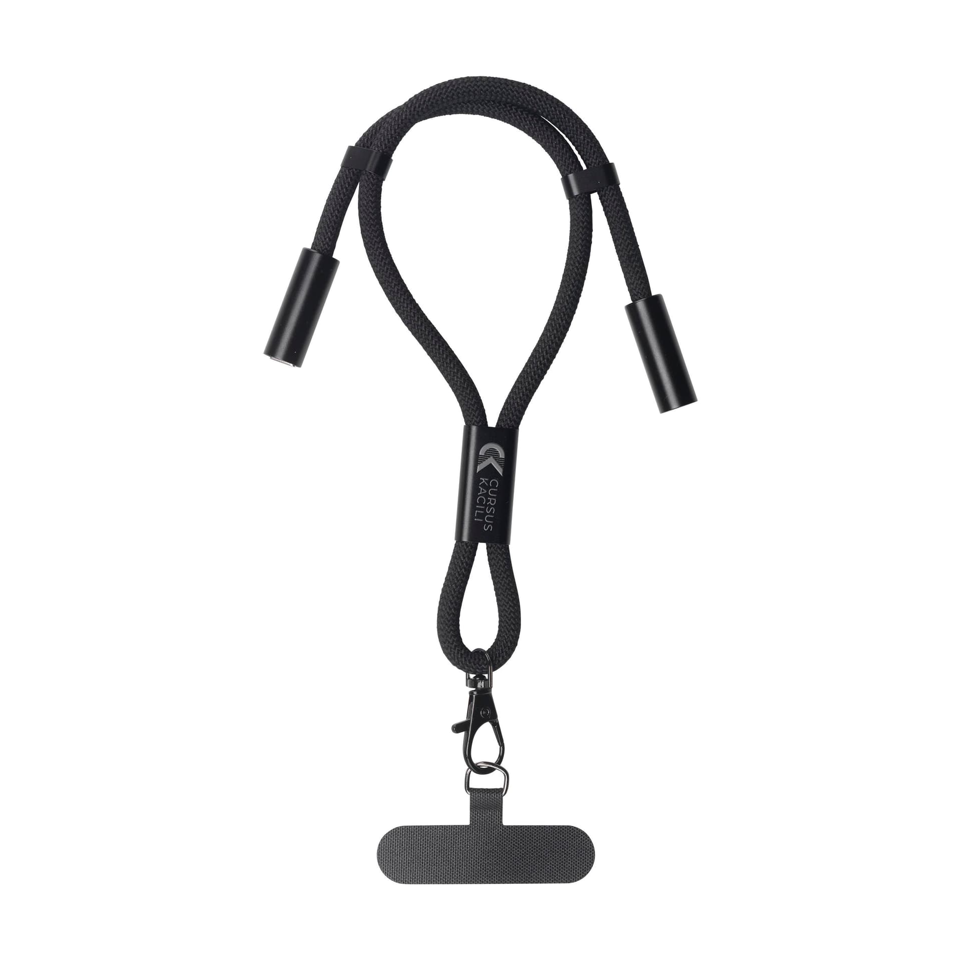 Wrist Lanyard 2-in-1 GRS RPET Load & Sync USB Cable, coloris Noir