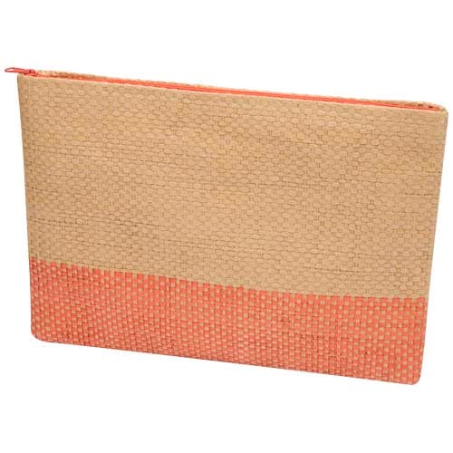 Pochette en papier paille Rhythm avec fermeture à glissière, 3 L : Brique