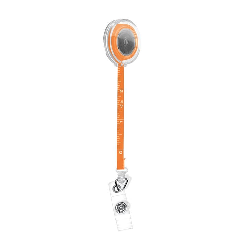 Badge : porte-badges retractable avec metre ruban souple 1 m, coloris Orange