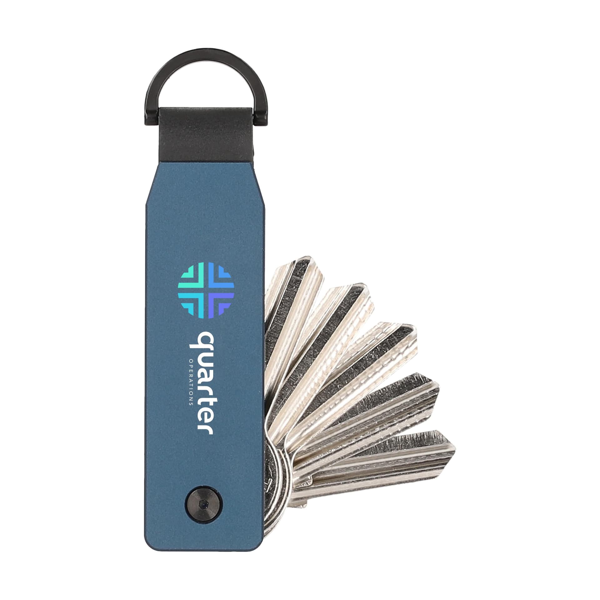 Organiseur de clés aluminium 6 clés personnalisé, coloris Bleu