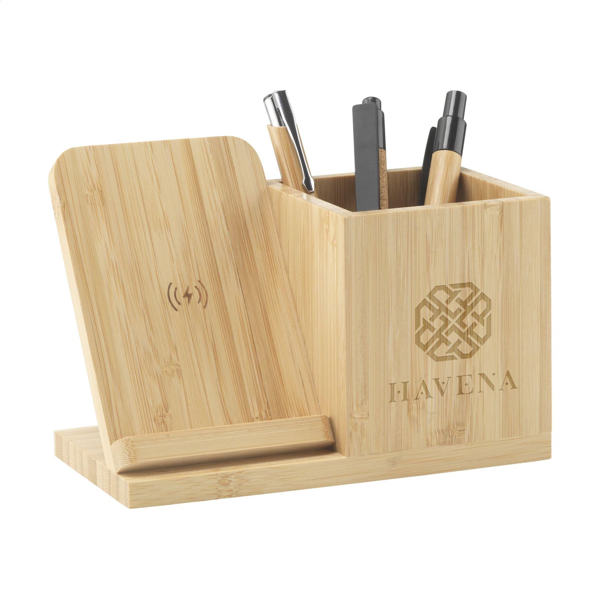 Bamboo Boss 15W support de charge/porte-stylo : Bambou