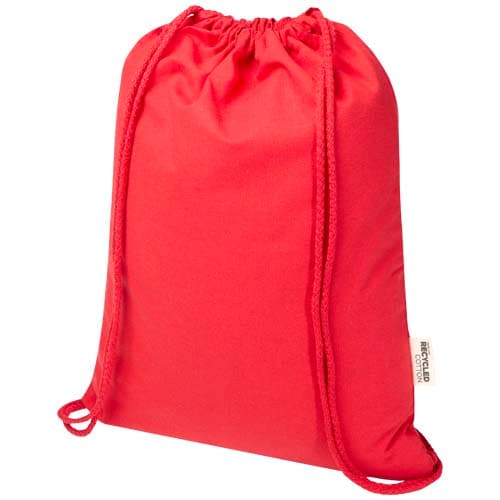 Sac Peru Blend de 5 L avec cordon en coton recyclé 180 g/m2 certifié GRS, coloris Rouge