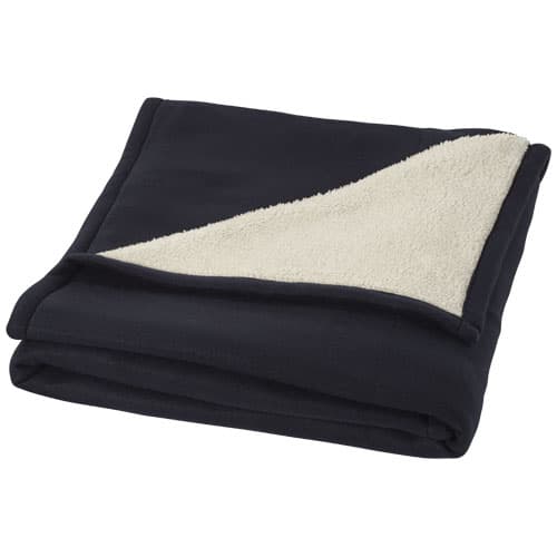 Plaid Springwood en polaire sherpa douce, coloris Marine / Blanc cassé