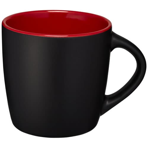 Mug céramique noir 340 ml personnalisé, coloris Noir / Rouge