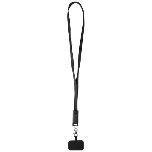 Tour de cou smartphone câble 5 en 1 personnalisé, coloris Noir
