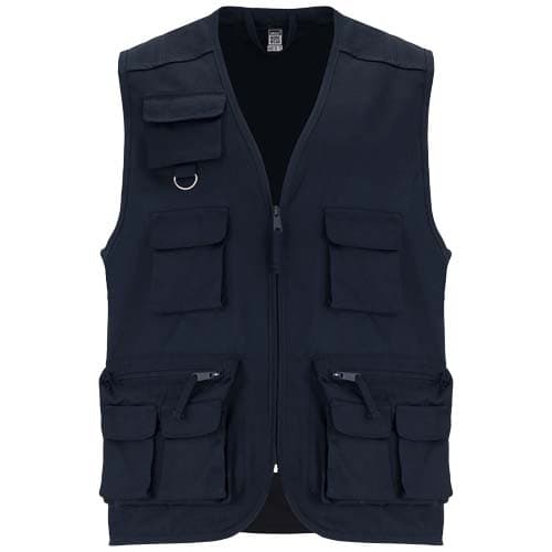 Gilet de travail multi-poches col en V personnalisé, coloris Bleu marine