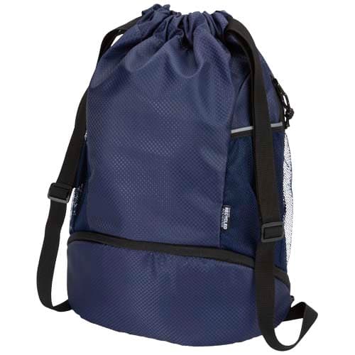 Sac de sport Varyon à cordon en matériaux recyclés certifiés GRS avec compartiment inférieur de 18 L, coloris Marine