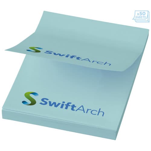 Mémo-autocollants 75x50 mm personnalisés, coloris Bleu clair