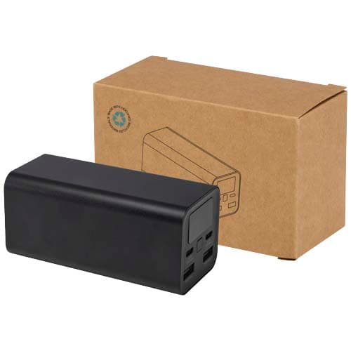 Batterie de secours Acamar de 20 000 mAh et 70 W en aluminium recyclé pour ordinateur portable : Noir