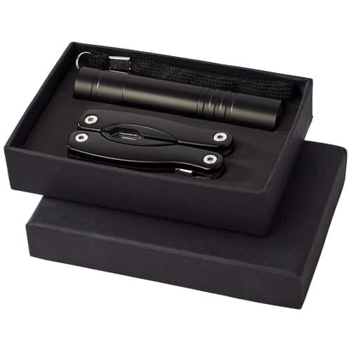 Ensemble couteau multi fonctions et lampe torche LED Scout : Noir