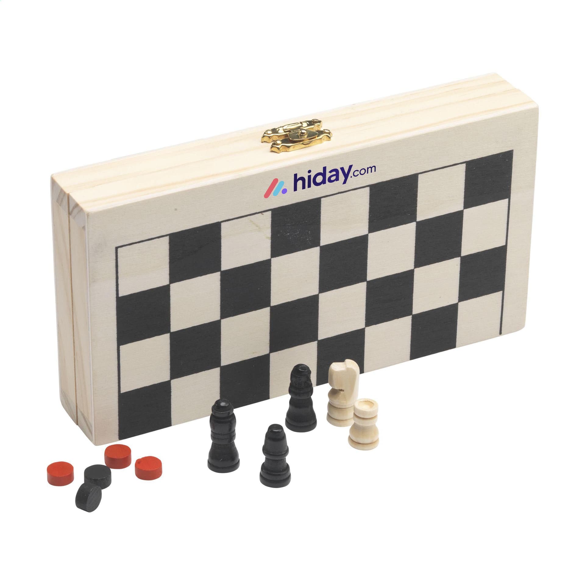 CheckMate Game Box 3-in-1 jeu, coloris Brun bois