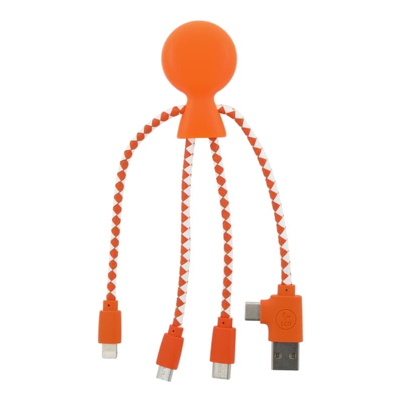 Câble de charge multi-connecteurs personnalisé, coloris Orange
