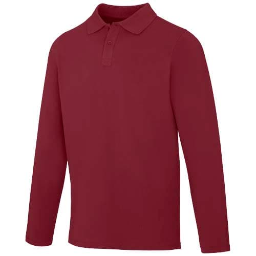 Polo manches longues homme de 180 g/m² Calgary, coloris Bordeaux profond