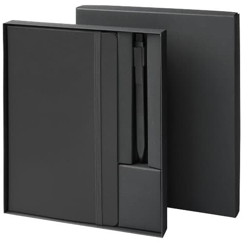 Coffret cadeau carnet A5 et stylo personnalisé, coloris Noir