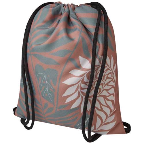 Sac avec cordon Clif en rPET avec impression par sublimation, coloris Noir / Blanc