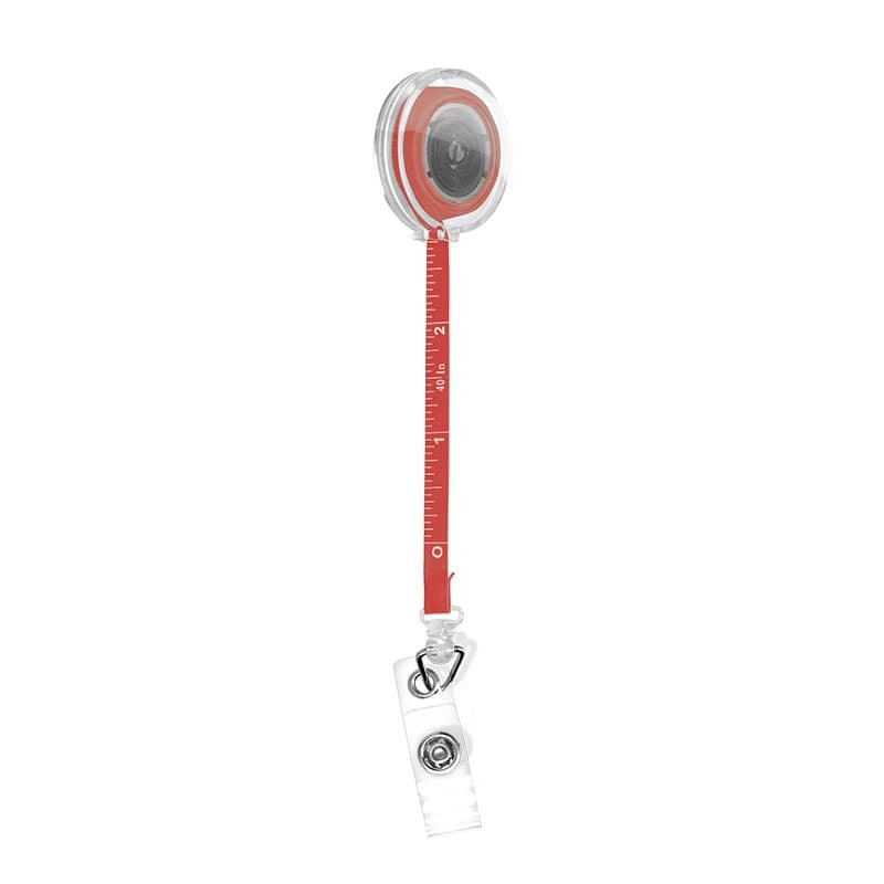 Badge : porte-badges retractable avec metre ruban souple 1 m : Rouge