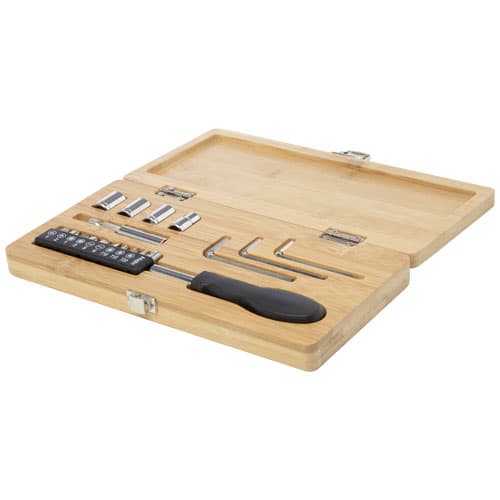 Ensemble d'outils Rivet 19 pièces en bambou/plastique recyclé : Naturel