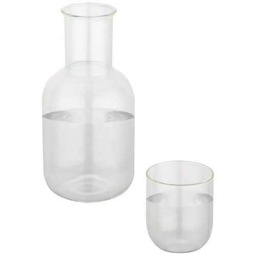 Ensemble carafe et tasse en verre Amelie en finition mate : Translucide