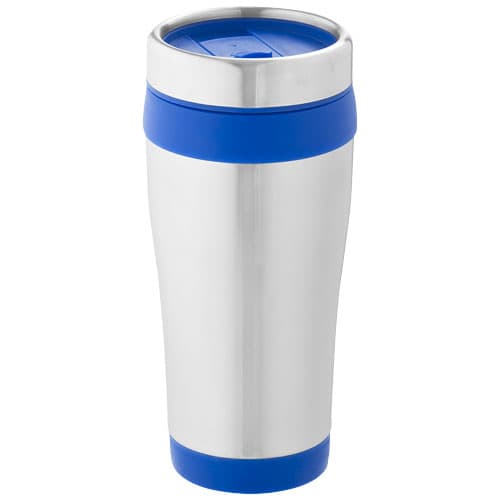 Mug isotherme Elwood 410 ml personnalisé : Argent / Bleu