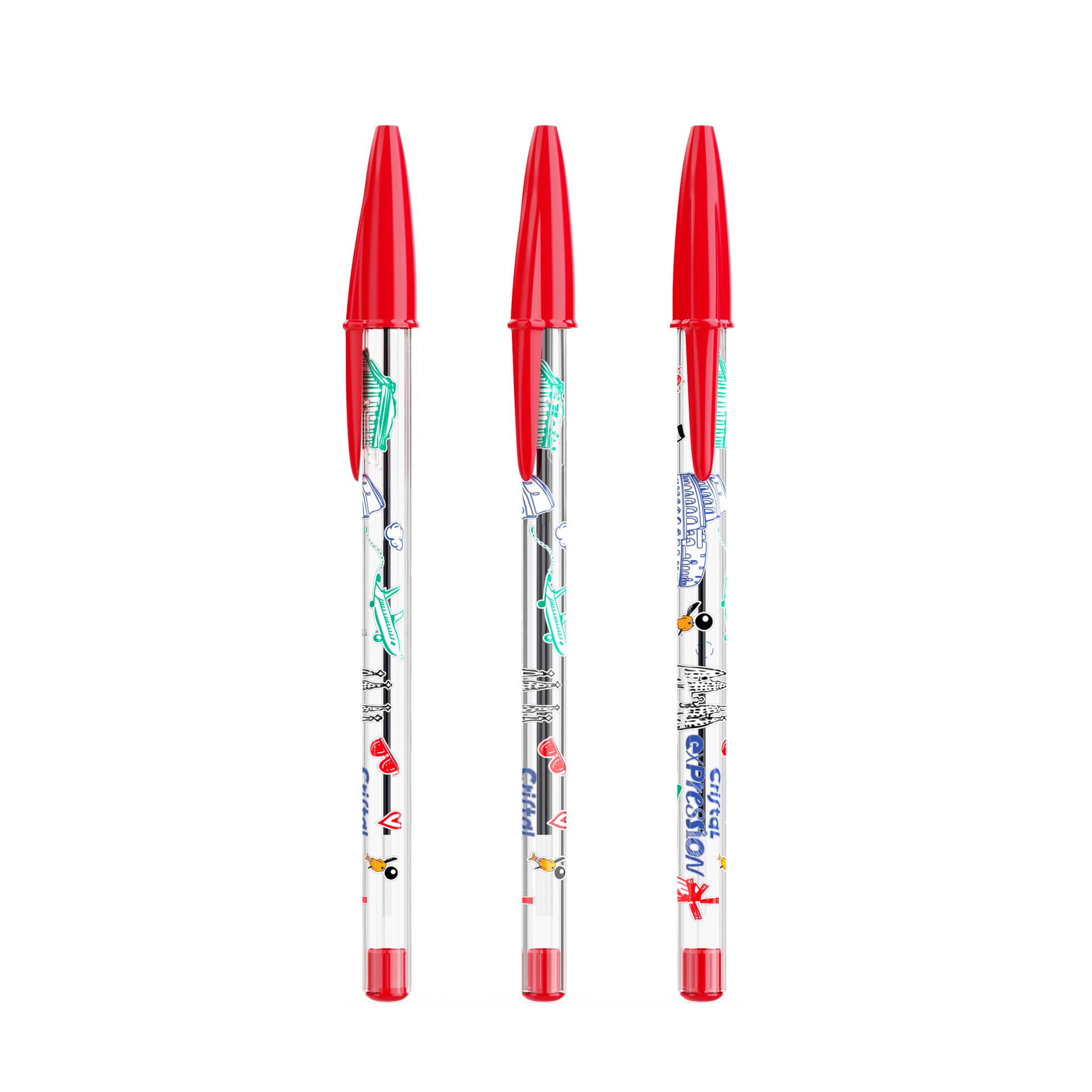 Stylo BIC Cristal Expression personnalisé, coloris Rouge / Encre rouge