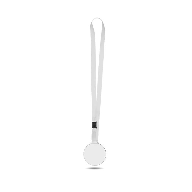 Medaille sur-mesure PMMA EP.3 mm maxi 80 cm2 avec cordon satin : Transparent / Blanc