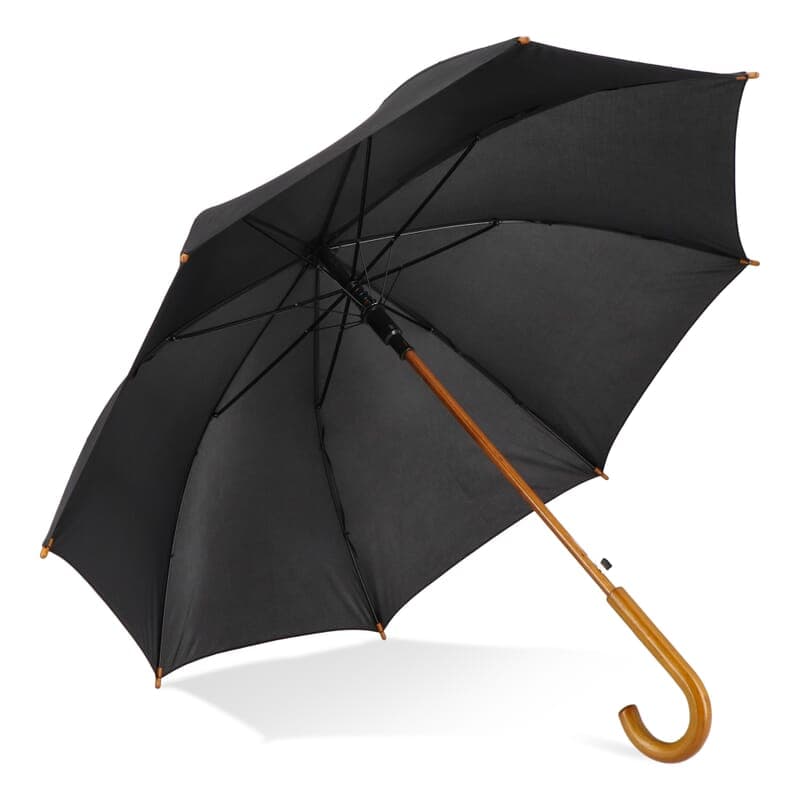 Aran 190T Polyester 23" Parapluie à crochets Ouverture automatique : Noir