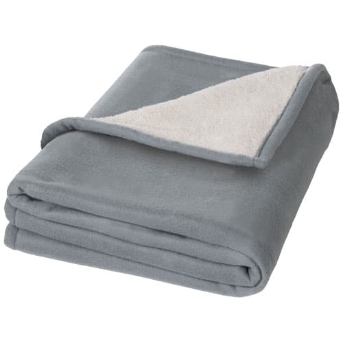 Plaid Springwood en polaire sherpa douce : Gris / Blanc cassé
