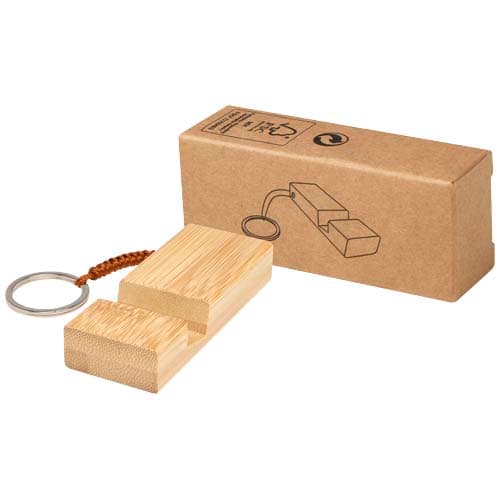 Support de téléphone en bambou Bosona avec porte-clés : Bois