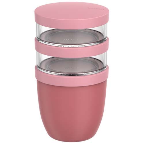 Pot repas Mepal Ellipse 3 pièces de 500 ml + 2 x 200 ml, coloris Rose