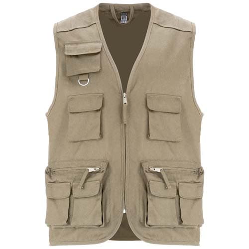 Gilet de travail multi-poches col en V personnalisé : Sable foncé