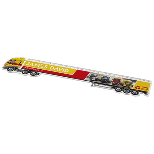 Règle Tait de 30 cm en plastique recyclé en forme de camion : Blanc