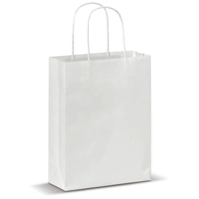 Sac papier anses torsadées 90g/m² 18x8x22cm : Blanc