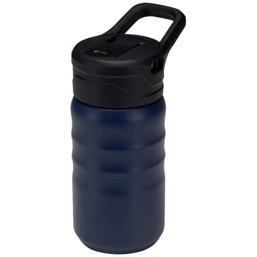 Gourde de sport Knox 350 ml en acier inoxydable à double paroi recyclé RCS avec paille rabattable, coloris Marine