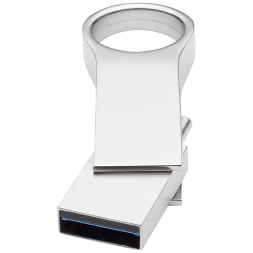 Grande clé USB 3.0 type C ronde, coloris Argent