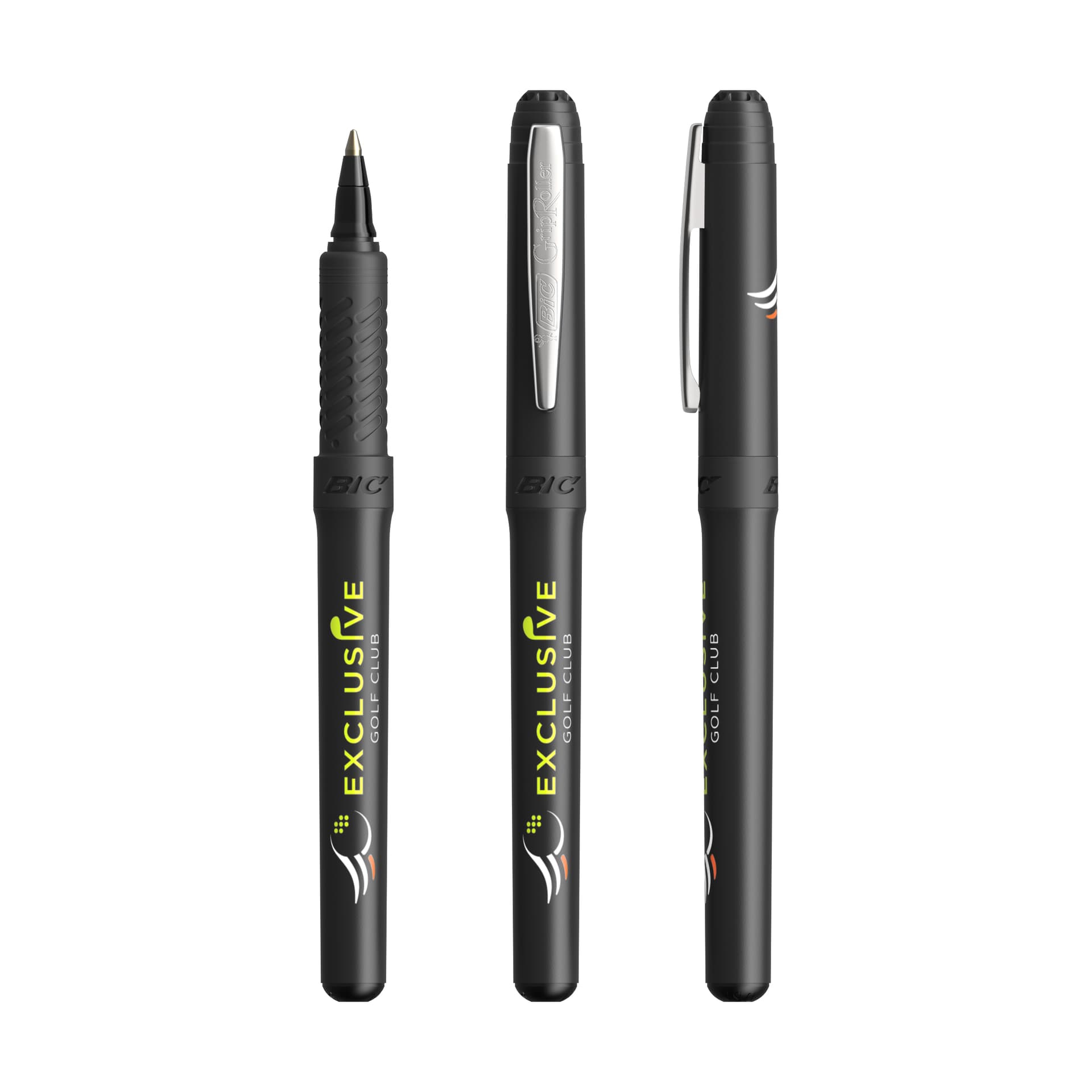 Stylo roller BIC personnalisé : Black / Chrome / Black Encre