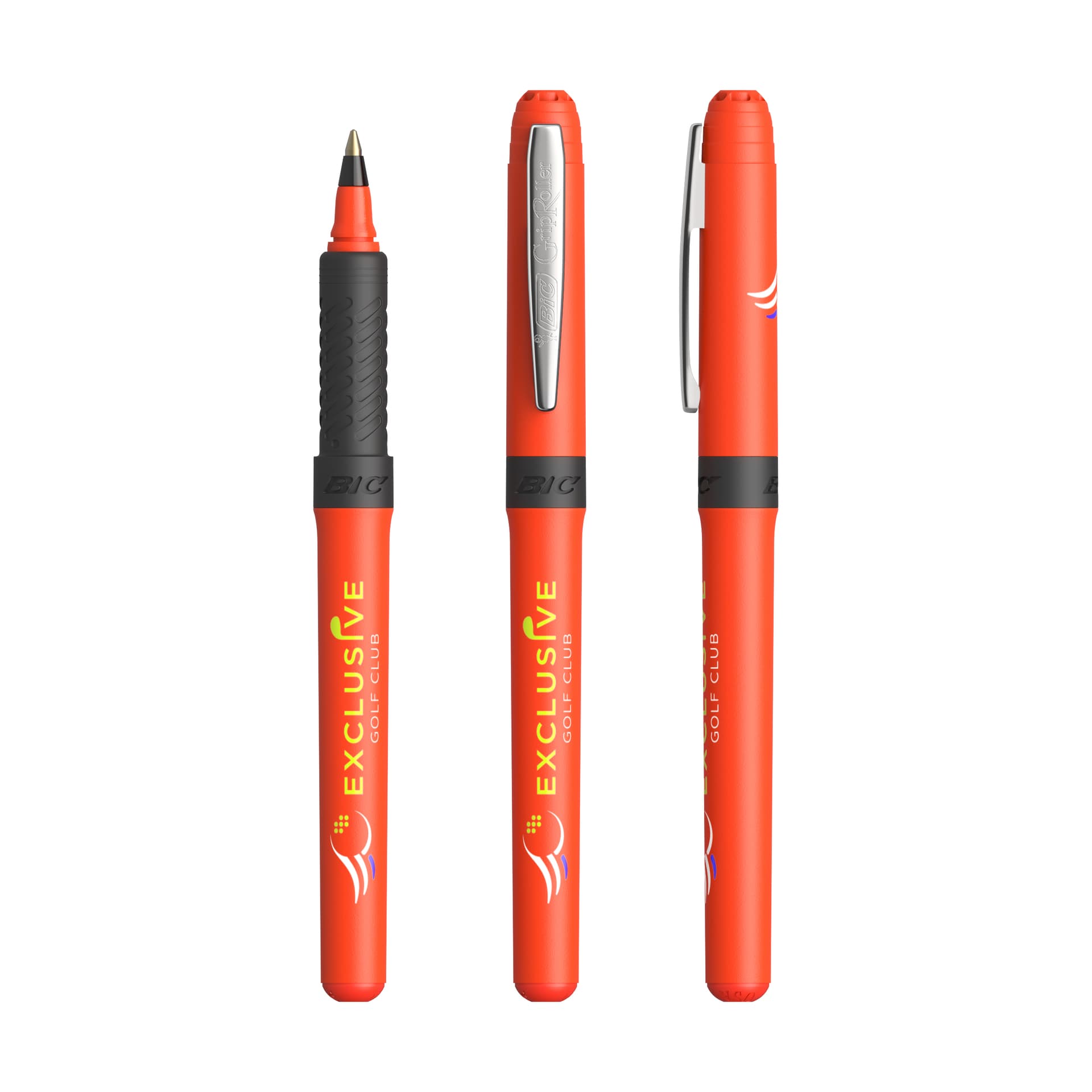 Stylo roller BIC personnalisé, coloris Orange - Chrome - encre noire