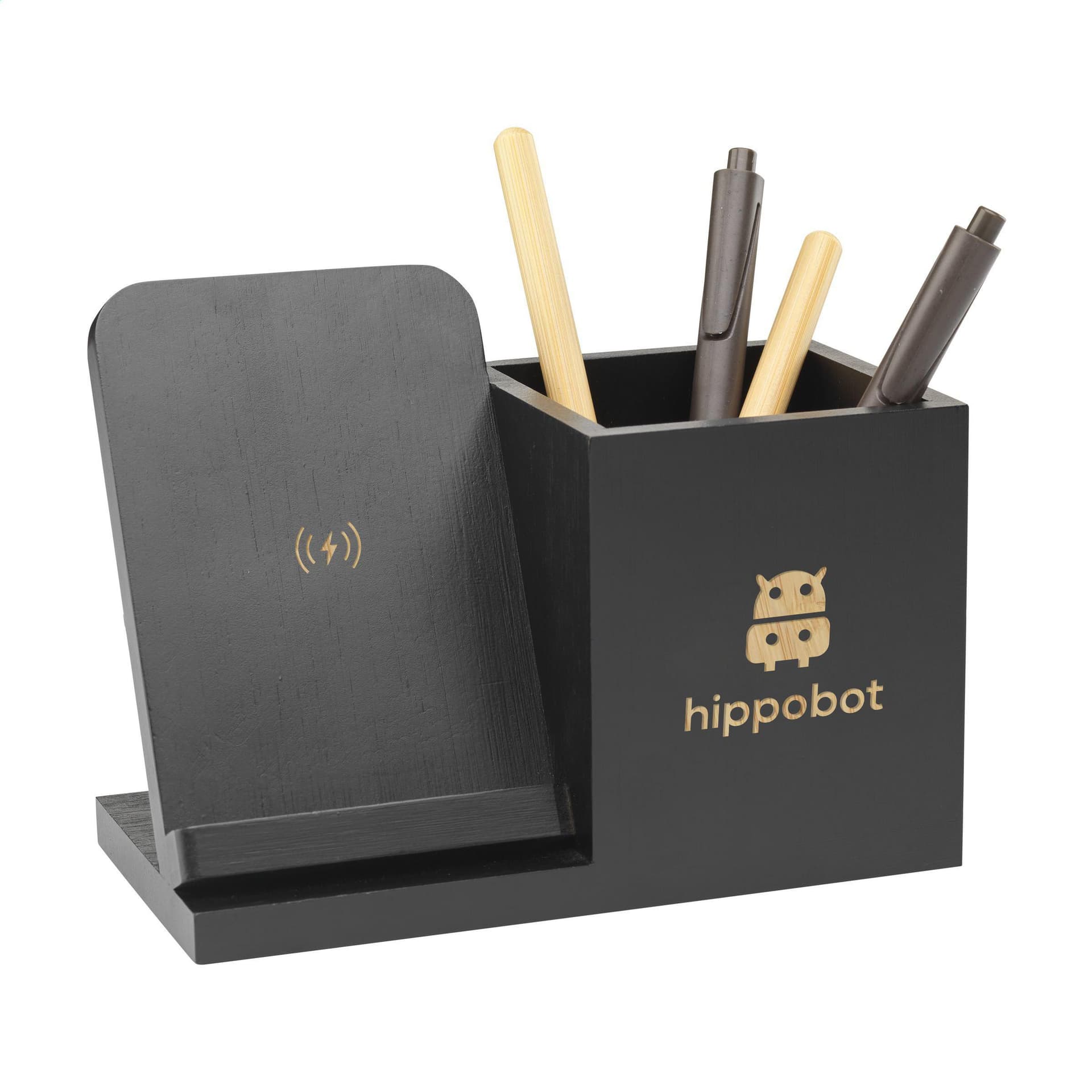 Support de charge 15 W porte-stylo personnalisé, coloris Noir