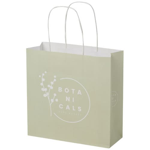 Sac en papier Kraft 120 g/m2avec poignées torsadées, 24 x 9 x 24 cm : Blanc