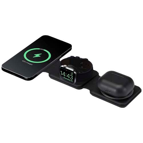 Chargeur sans fil 3 en 1 15W personnalisé, coloris Noir