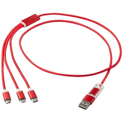 Câble de charge 5 en 1, 104 cm, personnalisé, coloris Rouge