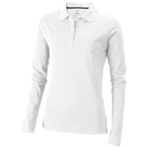 Polo manches longues femme de 180 g/m² Calgary : Blanc