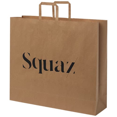 Sac en papier Kraft 90-100 g/m² avec poignées plates, 49,5 x 14 x 44 cm, coloris Marron kraft