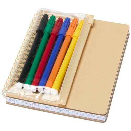 Cahier à couverture rigide Squiggle B6 et lot de marqueurs, coloris Naturel