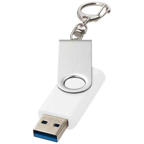 Clé USB 3.0 Rotate avec porte-clés : Blanc