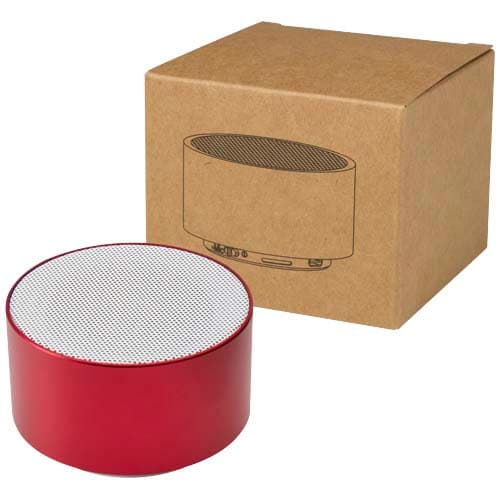 Enceinte Bluetooth aluminium recyclé 3 W personnalisée, coloris Rouge