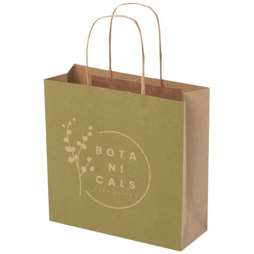 Sac en papier Kraft 120 g/m2avec poignées torsadées, 24 x 9 x 24 cm, coloris Marron kraft