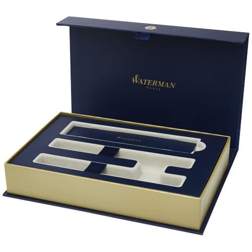 Parure de stylos plume et bille Graduate avec coffret cadeau, coloris Bleu foncé