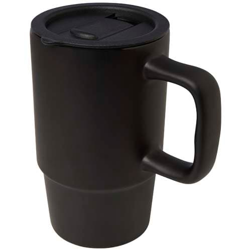 Mug 450 ml avec couvercle personnalisé, coloris Noir