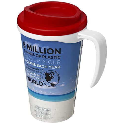 Mug isolant Brite-Americano 350 ml personnalisé, coloris Blanc / Rouge